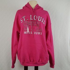 Gildan Womens Hoodie Sweatshirt St Louis STL Missouri Bright Pink Size Large New
